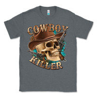 Charcoal Heather cowboy killer with skull Classic Tee - texasbilliewilder