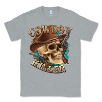 Heather Grey cowboy killer with skull Classic Tee - texasbilliewilder