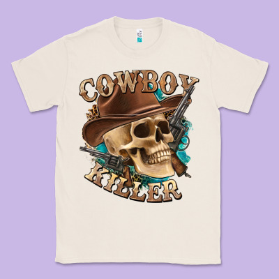 Classic Tee cowboy killer with skull