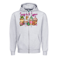 Heather Grey sugar and spice pink gingerbread coffee cups Zipper Hoodie - Zillion Design Studio
