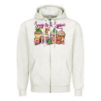 Oatmeal Heather sugar and spice pink gingerbread coffee cups Zipper Hoodie - Zillion Design Studio