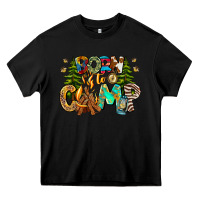 Black Born To Camp Heavy Core Tee - CowhideDigitalArt