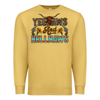 Antique Gold yeehaws and hellnaws Premium Sweatshirt - CowhideDigitalArt