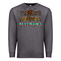 Charcoal Heather yeehaws and hellnaws Premium Sweatshirt - CowhideDigitalArt