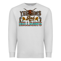 Dove Grey yeehaws and hellnaws Premium Sweatshirt - CowhideDigitalArt
