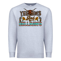 Heather Grey yeehaws and hellnaws Premium Sweatshirt - CowhideDigitalArt