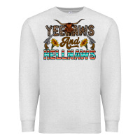 Oatmeal Heather yeehaws and hellnaws Premium Sweatshirt - CowhideDigitalArt