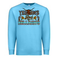 Ocean Blue yeehaws and hellnaws Premium Sweatshirt - CowhideDigitalArt
