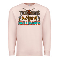 Pale Pink yeehaws and hellnaws Premium Sweatshirt - CowhideDigitalArt