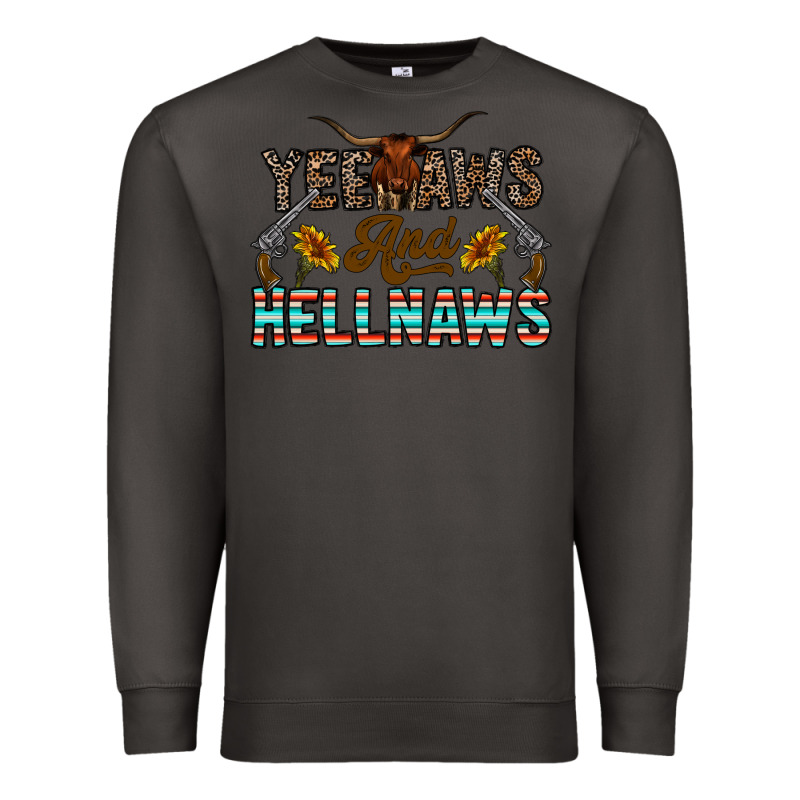 Yeehaws And Hellnaws Premium Sweatshirt by CowhideDigitalArt | Teevron
