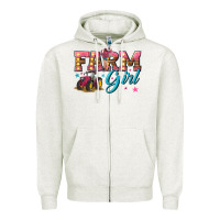 Oatmeal Heather farm girl Zipper Hoodie - texasbilliewilder