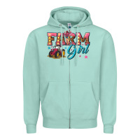 Seafoam farm girl Zipper Hoodie - texasbilliewilder