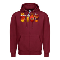 Burgundy firefighter coffee cups Zipper Hoodie - texasbilliewilder