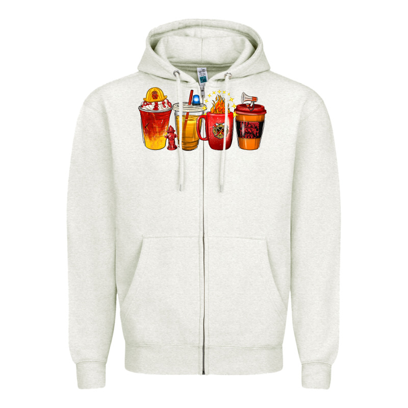 Firefighter Coffee Cups Zipper Hoodie by texasbilliewilder | Teevron