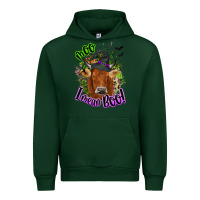 Forest Green Moo i mean boo Cow Urban Hoodie - NancyCooperArtShop