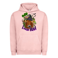 Pigment Salmon Moo i mean boo Cow Urban Hoodie - NancyCooperArtShop