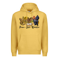 Antique Gold peace love rooster Premium Hoodie - LillyAllenDesigns