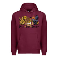 Burgundy peace love rooster Premium Hoodie - LillyAllenDesigns