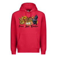 Cardinal peace love rooster Premium Hoodie - LillyAllenDesigns