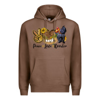 Chestnut peace love rooster Premium Hoodie - LillyAllenDesigns