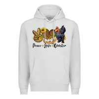 Dove Grey peace love rooster Premium Hoodie - LillyAllenDesigns