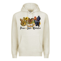 Oatmeal Heather peace love rooster Premium Hoodie - LillyAllenDesigns