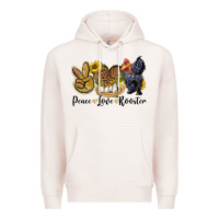 Pale Pink peace love rooster Premium Hoodie - LillyAllenDesigns