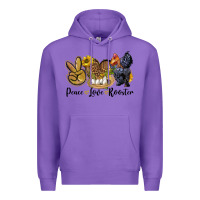 Purple peace love rooster Premium Hoodie - LillyAllenDesigns