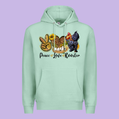 Peace Love Rooster Premium Hoodie Designed By Lillyallendesigns