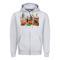 Heather Grey Christmas coffee cups with French Bulldog Zipper Hoodie - RanaPortraitStore