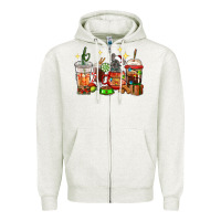 Oatmeal Heather Christmas coffee cups with French Bulldog Zipper Hoodie - RanaPortraitStore