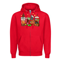 Red Christmas coffee cups with French Bulldog Zipper Hoodie - RanaPortraitStore