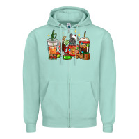 Seafoam Christmas coffee cups with French Bulldog Zipper Hoodie - RanaPortraitStore