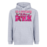 Heather Grey In October We Wear Pink Heavyweight Hoodie - texasbilliewilder