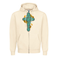 Sandshell gemstone cross with sunflowers and butterflies Zipper Hoodie - texasbilliewilder