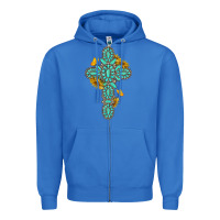 True Royal gemstone cross with sunflowers and butterflies Zipper Hoodie - texasbilliewilder