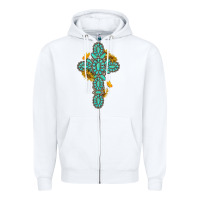 White gemstone cross with sunflowers and butterflies Zipper Hoodie - texasbilliewilder