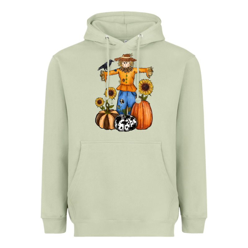 Pumpkin Sunflower Fall Scarecrow Heavyweight Hoodie by RanaPortraitStore | Teevron