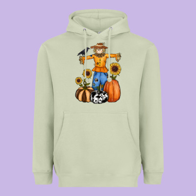 Pumpkin Sunflower Fall Scarecrow Heavyweight Hoodie Designed By Ranaportraitstore
