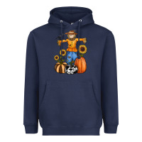 Navy pumpkin sunflower fall scarecrow Heavyweight Hoodie - RanaPortraitStore