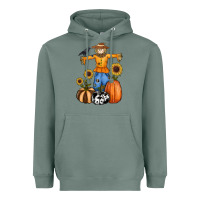 Sage pumpkin sunflower fall scarecrow Heavyweight Hoodie - RanaPortraitStore