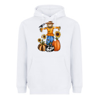 White pumpkin sunflower fall scarecrow Heavyweight Hoodie - RanaPortraitStore