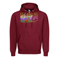 Burgundy glamping girl Zipper Hoodie - texasbilliewilder