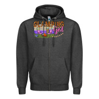 Charcoal Heather glamping girl Zipper Hoodie - texasbilliewilder