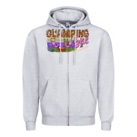 Heather Grey glamping girl Zipper Hoodie - texasbilliewilder