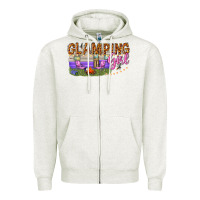 Oatmeal Heather glamping girl Zipper Hoodie - texasbilliewilder