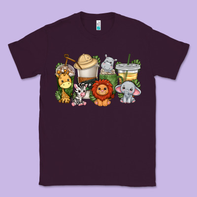 Classic Tee cute baby safari animals coffee cups