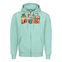 Seafoam pink gingerbread coffee cups Zipper Hoodie - Zillion Design Studio