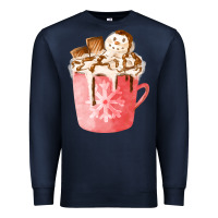 Navy hotcocoa with snowman  fa element Premium Sweatshirt - FaDigitalArtStudio