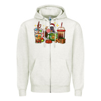 Oatmeal Heather Christmas coffee cups with Pitbull Zipper Hoodie - RanaPortraitStore